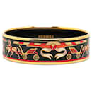 Black Hermès Wide Horse Carriage Enamel Bangle 65 Costume Bracelet