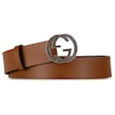 Brown Gucci Interlocking G Leather Belt