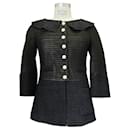 Chaqueta negra Chanel 2013 con ojales y tweed con botones de perla