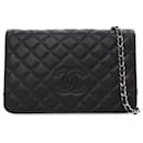 Borsa a tracolla in caviar nero Chanel CC con diamante