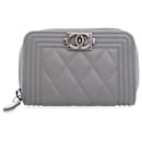 Gray Chanel Lambskin Boy Coin Pouch