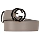 Gray Gucci Interlocking G Logo Leather Belt