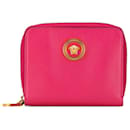 Piccola wallet in pelle Medusa rosa di Versace