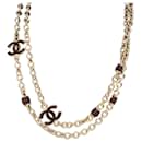 Gold Chanel Gold Plated CC Long Chain Necklace