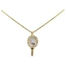 Gold Dior Gold Plated CD Logo Rhinestones Pendant Necklace