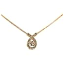 Gold Dior Gold Plated CD Rhinestone Necklace