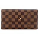 Brown Louis Vuitton Damier Ebene Porte Tresor International Long Wallets