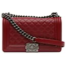 Red Chanel Medium Lambskin Boy Flap Crossbody Bag