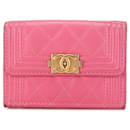 Pink Chanel Lambskin Boy Flap Compact Wallet