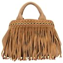 Prada Brown Fringe Canapa Handbag