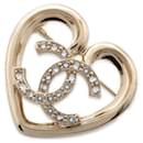 Chanel Brooch Coco Mark Heart Rhinestone