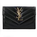 Saint Laurent Cassandre Matelassé Small Envelope Wallet In Lambskin Black