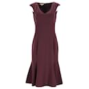 Michael Kors Midi Trumpet Dress in Burgundy Wool
