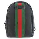 Mochila de lona y cuero negro Gucci