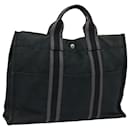 HERMES Fourre Tout MM Tote Bag Canvas Black Gray Auth bs16024 - Hermès