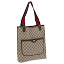 GUCCI GG Canvas Web Sherry Line Tote Bag PVC Leather Beige Green Red Auth 83817 - Gucci