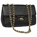 BALLY Quilted Chain Shoulder Bag Leather Black Auth kk282 - Bally