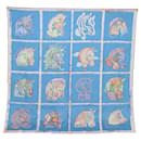 HERMES Carre 90 Scarf ""Chevaloscope"" Silk Blue Auth am6510 - Hermès