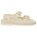 Chanel Velcro Dad Sandals in Cream Knit Fabric