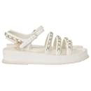 Chanel Interlocking CC Logo Gladiator Sandals in White Leather 