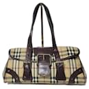 BURBERRY Leather Trimmed Haymarket Check Shoulder Bag - Burberry