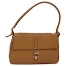 Salvatore Ferragamo Gancini Shoulder Bag Leather Brown Auth bs16125