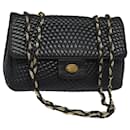 BALLY Quilted Chain Shoulder Bag Leather Black Auth kk271 - Bally