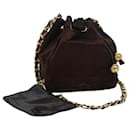 CHANEL COCO Bolsa de Ombro com Corrente Mark Satin Marrom CC Auth bs16048 - Chanel