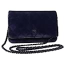 CHANEL Chain Shoulder Bag Moquette Navy CC Auth 84139 - Chanel