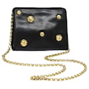 Salvatore Ferragamo Chain Shoulder Bag Leather Black Auth kk281