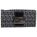 Carteira longa em lona Zucchino FENDI azul marinho Auth yk13654 - Fendi