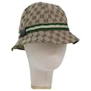 Cappello in tela GG della linea Sherry di GUCCI L Beige Verde Auth yk13796 - Gucci