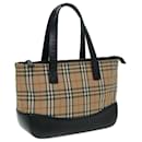 Bolso de mano de lona Nova Check Burberry negro beige Auth bs16157