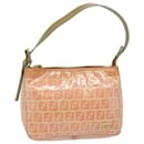 FENDI Zucchino Canvas Hand Bag Enamel Orange Auth 81071 - Fendi