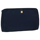 Pochette en toile Trotter Christian Dior bleu Auth bs16192