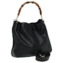 Bolso de mano de cuero GUCCI Bamboo 2 vías negro Auth 83205 - Gucci