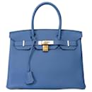 Sac HERMES Birkin 30 en Cuir Bleu - 102013 - Hermès