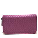 Bottega Veneta Pink Leather Long Wallet