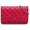 Pink Chanel Classic Lambskin Wallet on Chain Crossbody Bag