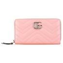 Pink Gucci GG Marmont Matelasse Leather Zip Around Wallet