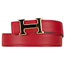 Cinto reversível Hermès Constance vermelho