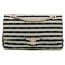 Bolso de Hombro Chanel Medium Classic Jersey Coco Sailor Double Flap Negro