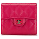 Pink Chanel CC Caviar Compact Flap Wallet