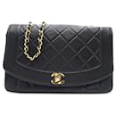 Sac à bandoulière Black Chanel Medium en agneau Diana Flap