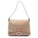 Beige Fendi Zucchino Canvas Mamma Forever Shoulder Bag