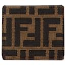 Porte-monnaie en toile Zucca Fendi marron