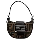 Brown Fendi Mini Zucca Canvas Croissant Handbag