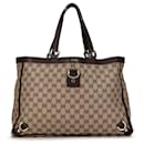 Bolsa tote em canvas GG D Ring da Gucci Abbey marrom