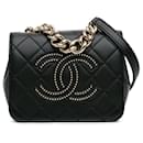 Black Chanel Quilted Lambskin Studded Beauty Begins Flap Satchel