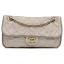 Beige Chanel Medium CC Calfskin Triptych Flap Shoulder Bag